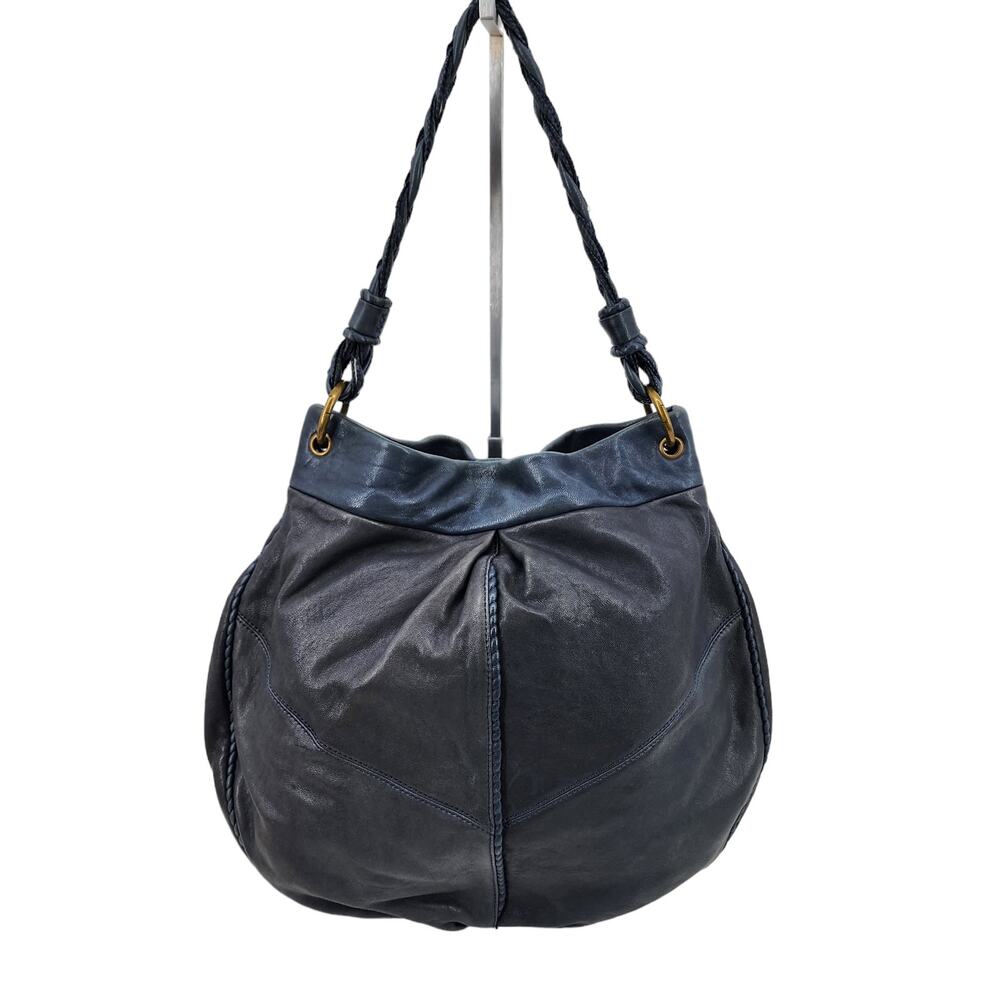 Hobo International Blue Leather Large Gabor Shoulder Handbag Purse